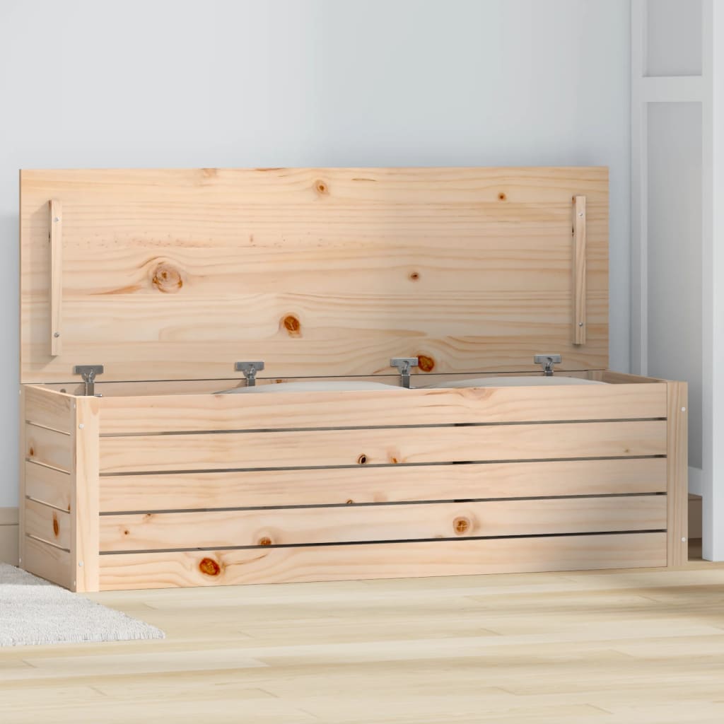 Contenitore Portaoggetti 109x36,5x33 cm Legno Massello Pino - homemem39