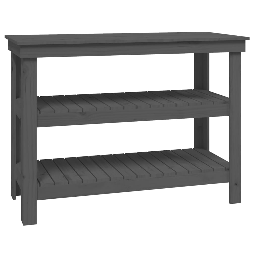 Banco da Lavoro Grigio 110,5x50x80 cm in Legno Massello di Pino - homemem39