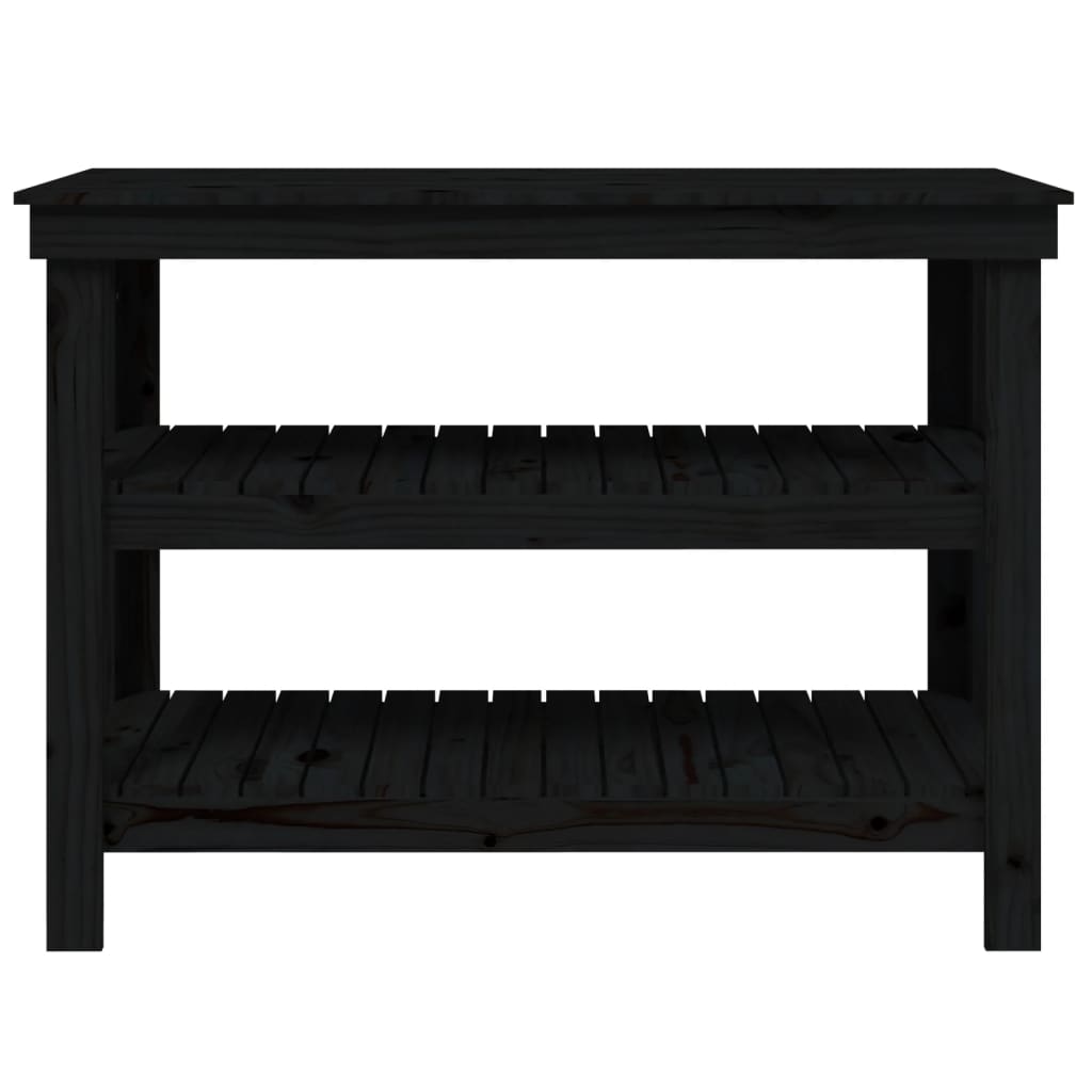 Banco da Lavoro Nero 110,5x50x80 cm in Legno Massello di Pino - homemem39