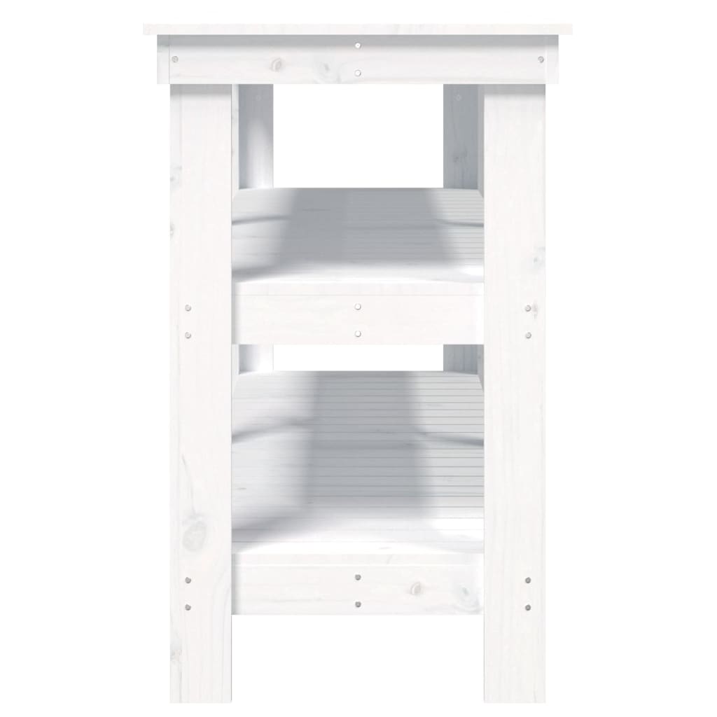 Banco da Lavoro Bianco 142,5x50x80 cm in Legno Massello di Pino - homemem39