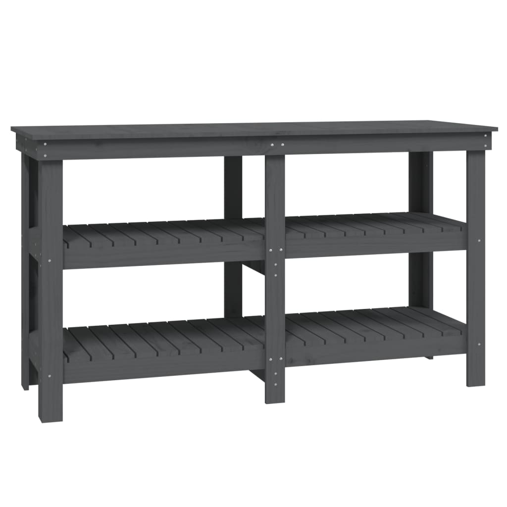Banco da Lavoro Grigio 142,5x50x80 cm in Legno Massello di Pino - homemem39