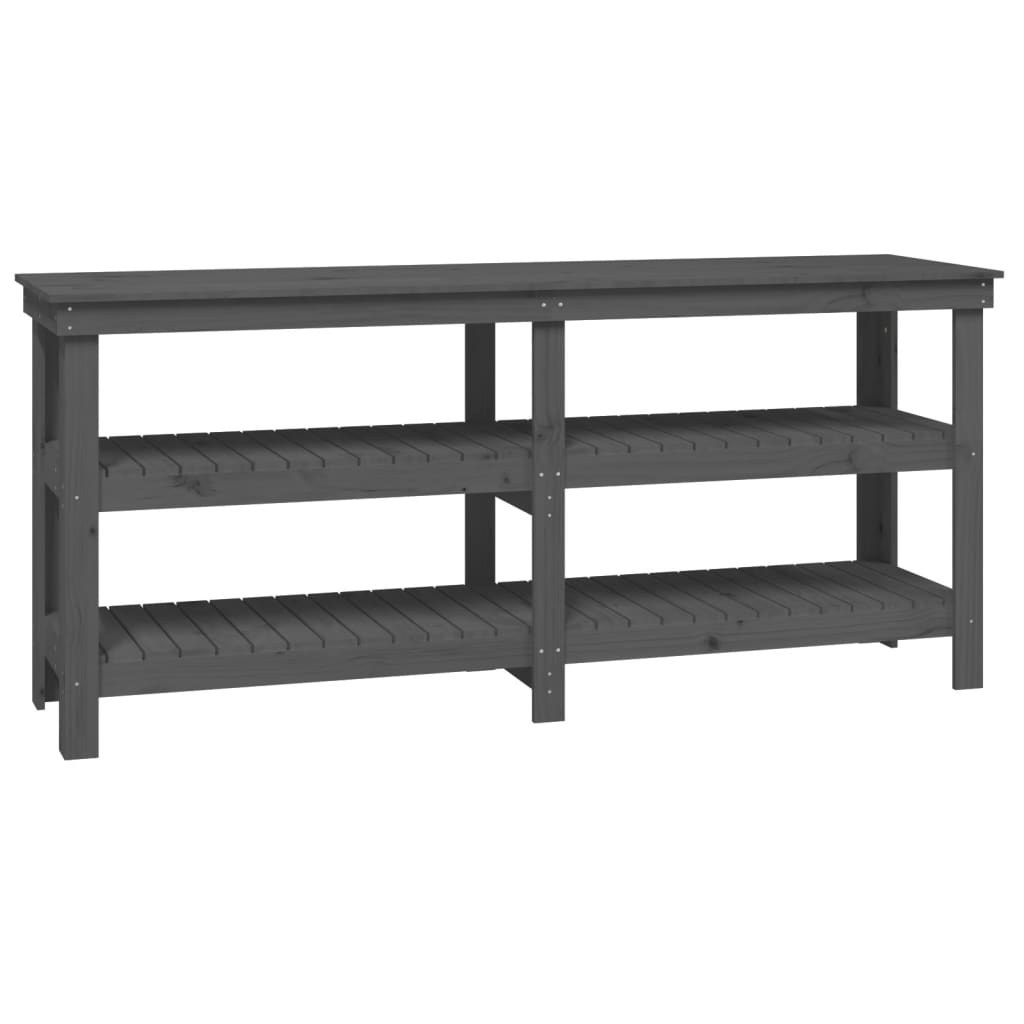 Banco da Lavoro Grigio 181x50x80 cm in Legno Massello di Pino - homemem39