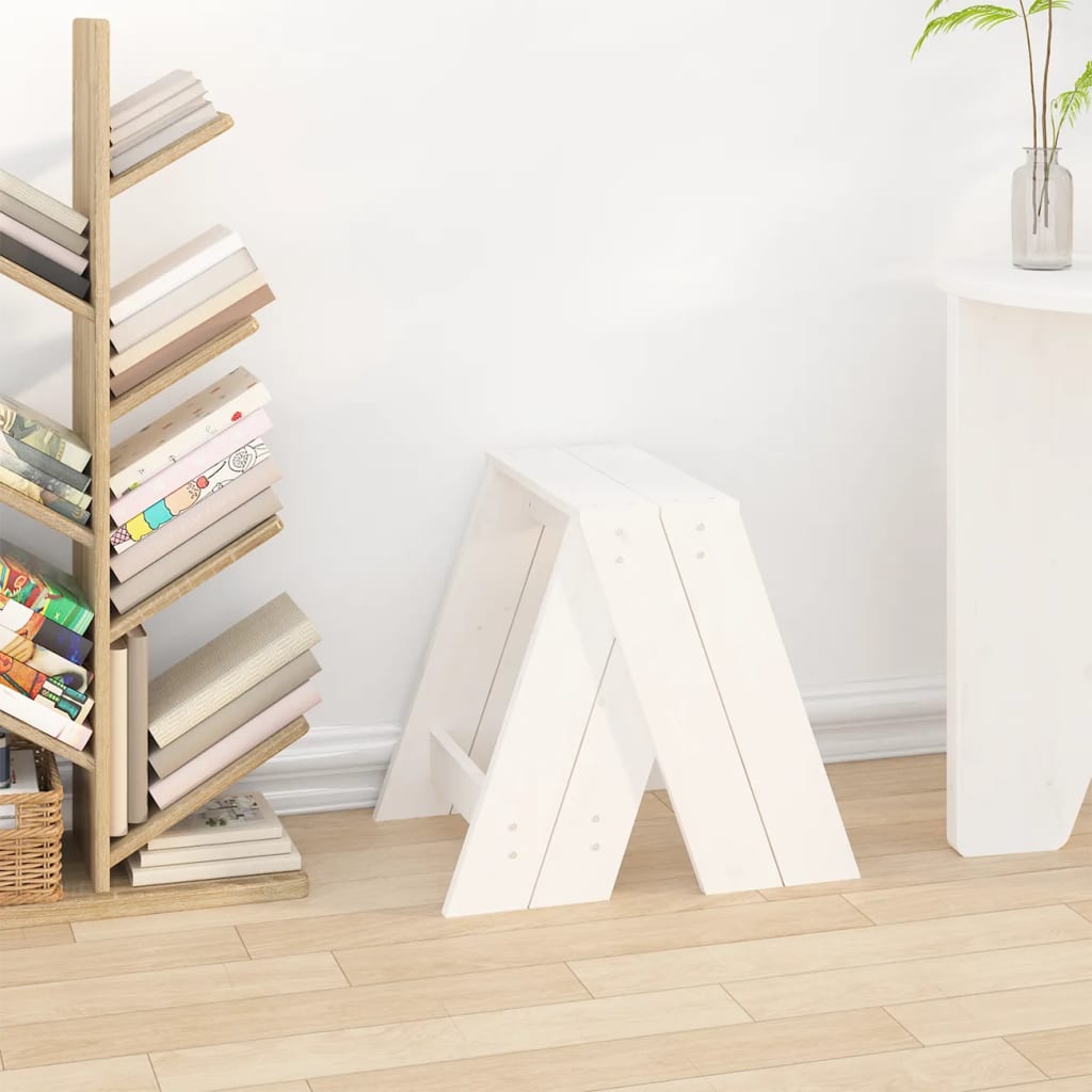 Sgabelli 2 pz Bianchi 40x40x45 cm in Legno Massello di Pino - homemem39