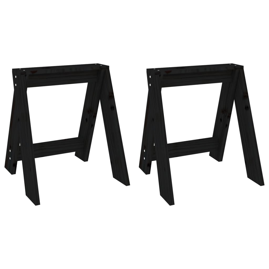 Sgabelli 2 pz Nero 40x40x45 cm in Legno Massello di Pino - homemem39