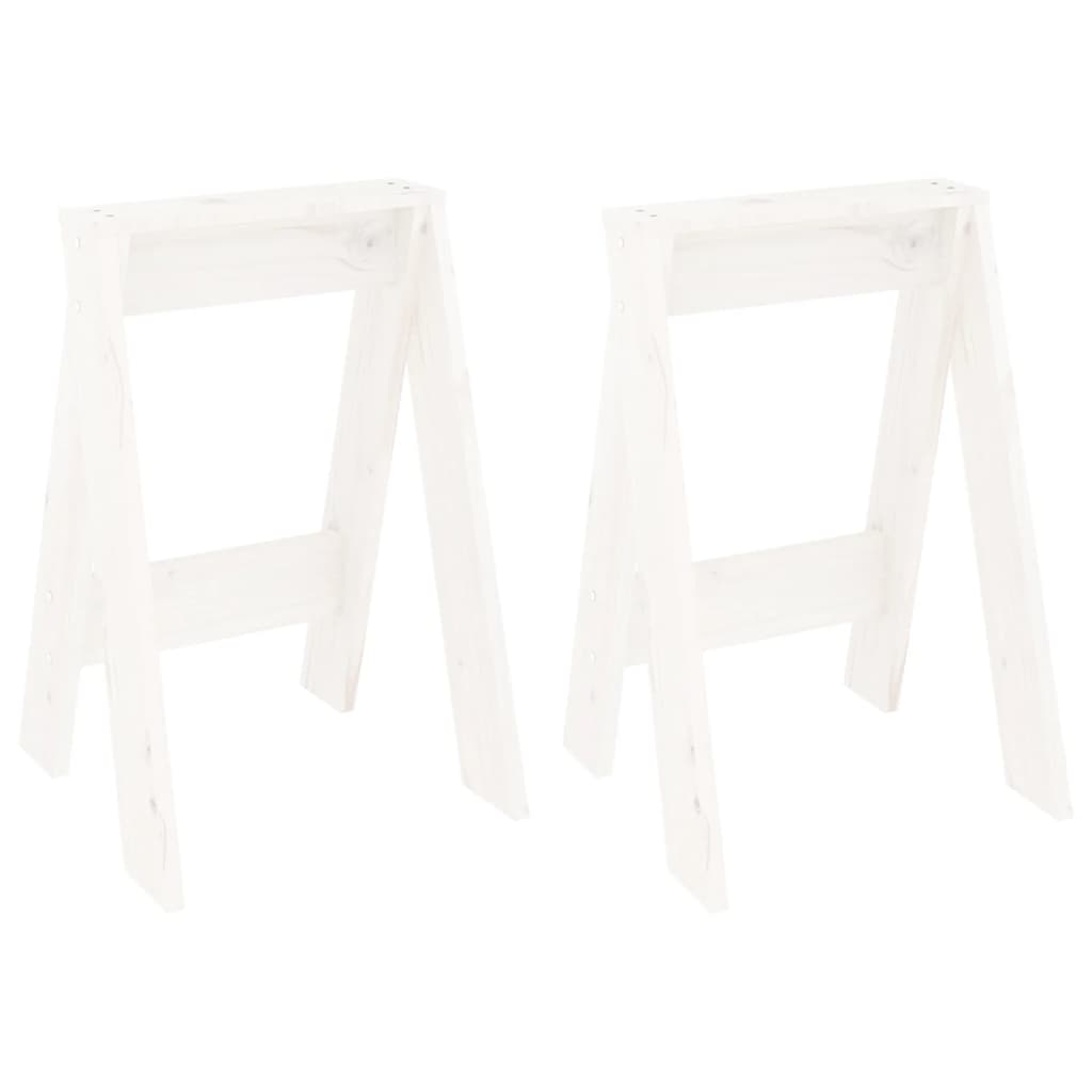 Sgabelli 2 pz Bianchi 40x40x60 cm in Legno Massello di Pino - homemem39