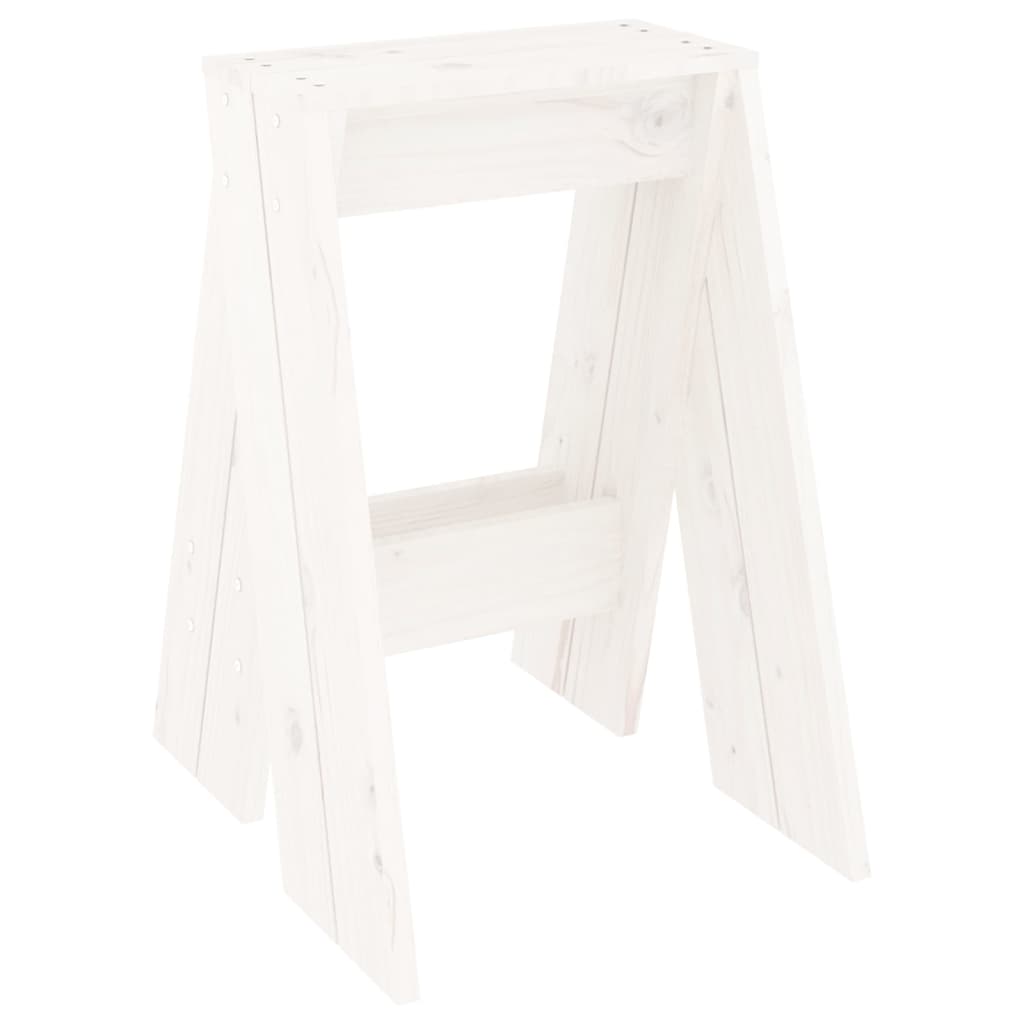 Sgabelli 2 pz Bianchi 40x40x60 cm in Legno Massello di Pino - homemem39