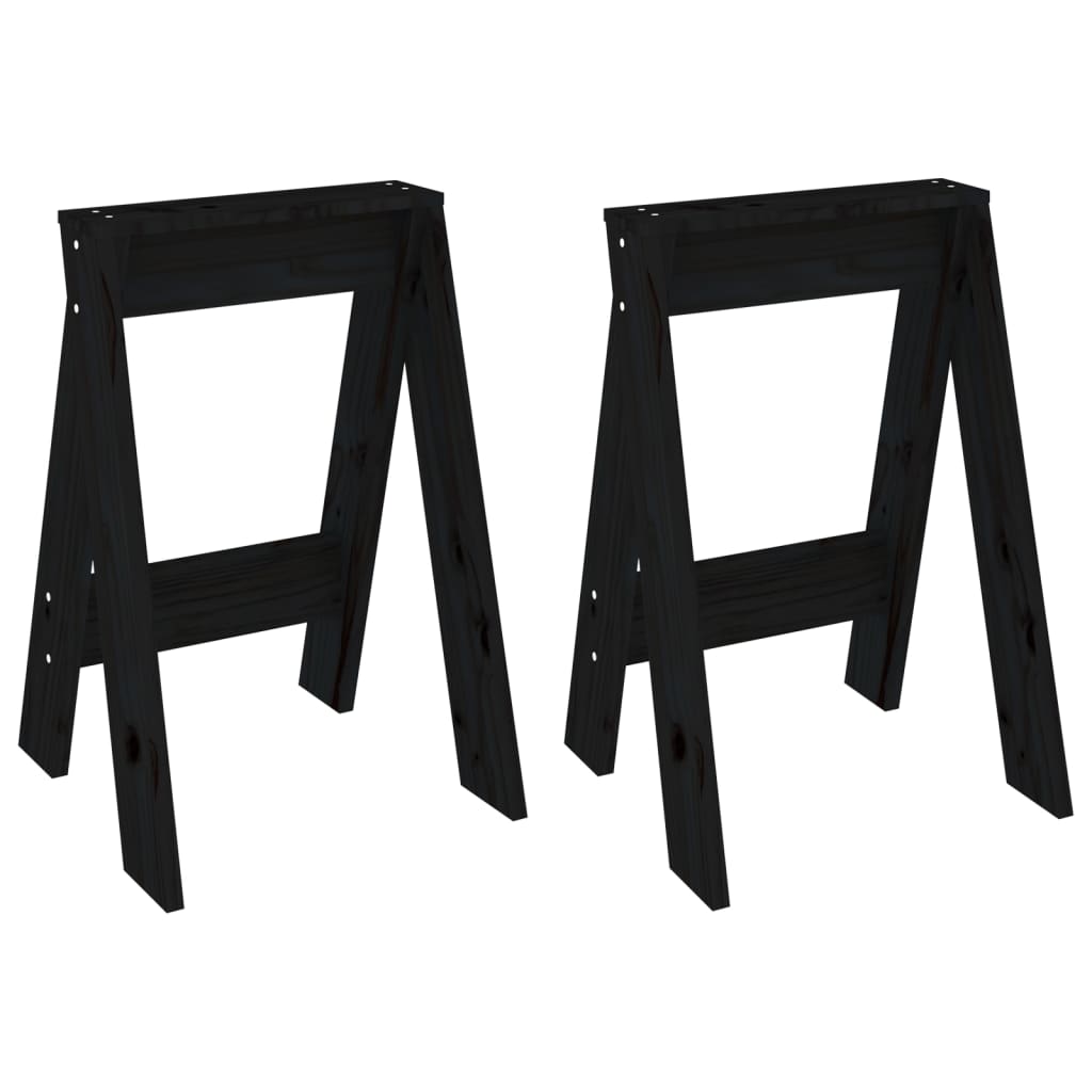 Sgabelli 2 pz Nero 40x40x60 cm in Legno Massello di Pino - homemem39