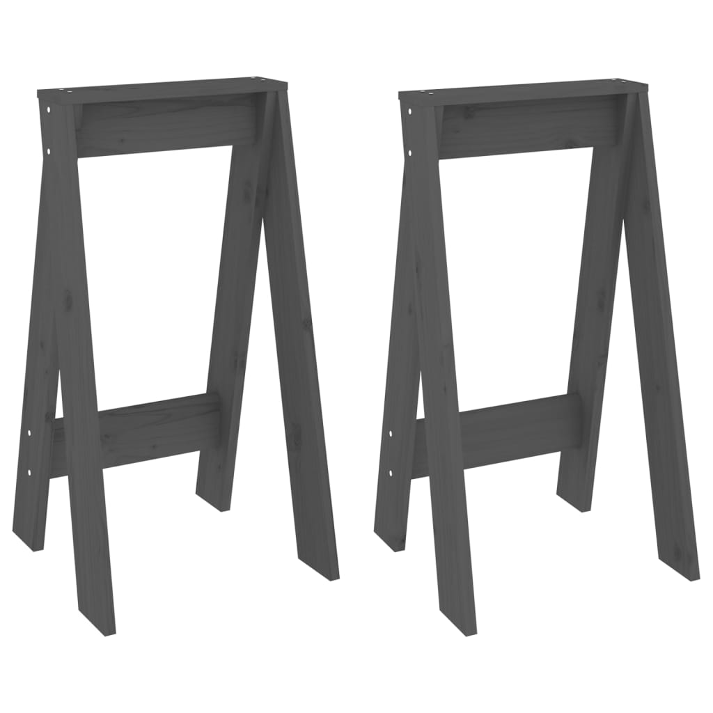 Sgabelli 2 pz grigio 40x40x75 cm in Legno Massello di Pino - homemem39