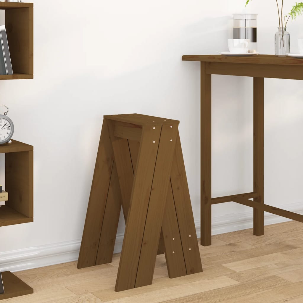 Sgabelli 2 pz Marrone Ambra 40x40x75 cm Legno Massello di Pino - homemem39
