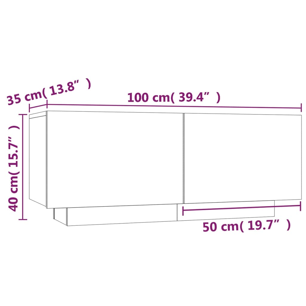 Comodino Rovere Fumo 100x35x40 cm Legno Multistrato | homemem39