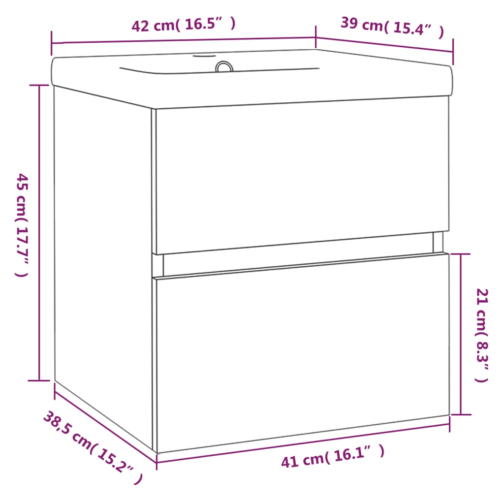 Mobile Bagno con Lavabo Integrato Rovere Fumo Legno Multistrato | homemem39