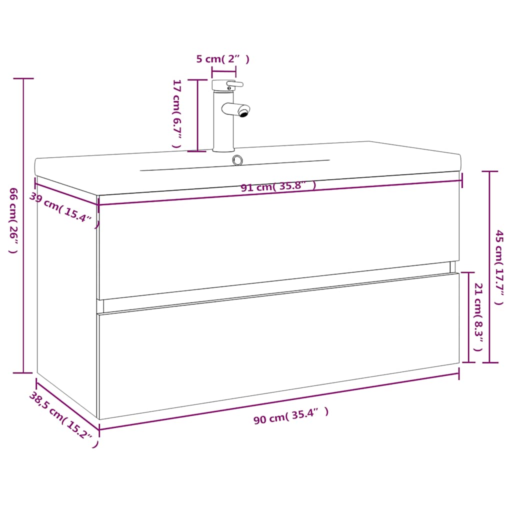 Mobile Bagno e Lavabo Integrato Grigio Sonoma Legno Multistrato | homemem39