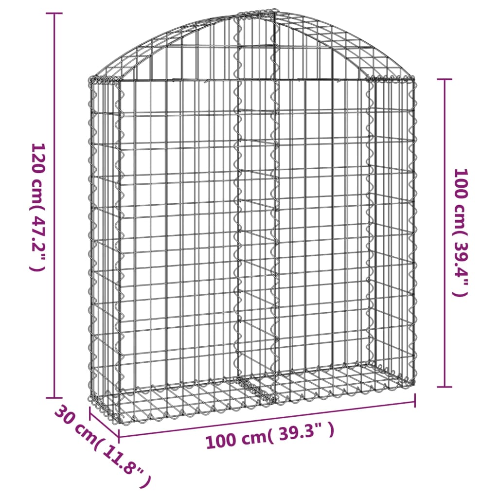 Cesto Gabbione ad Arco 100x30x100/120 cm Ferro Zincato | homemem39