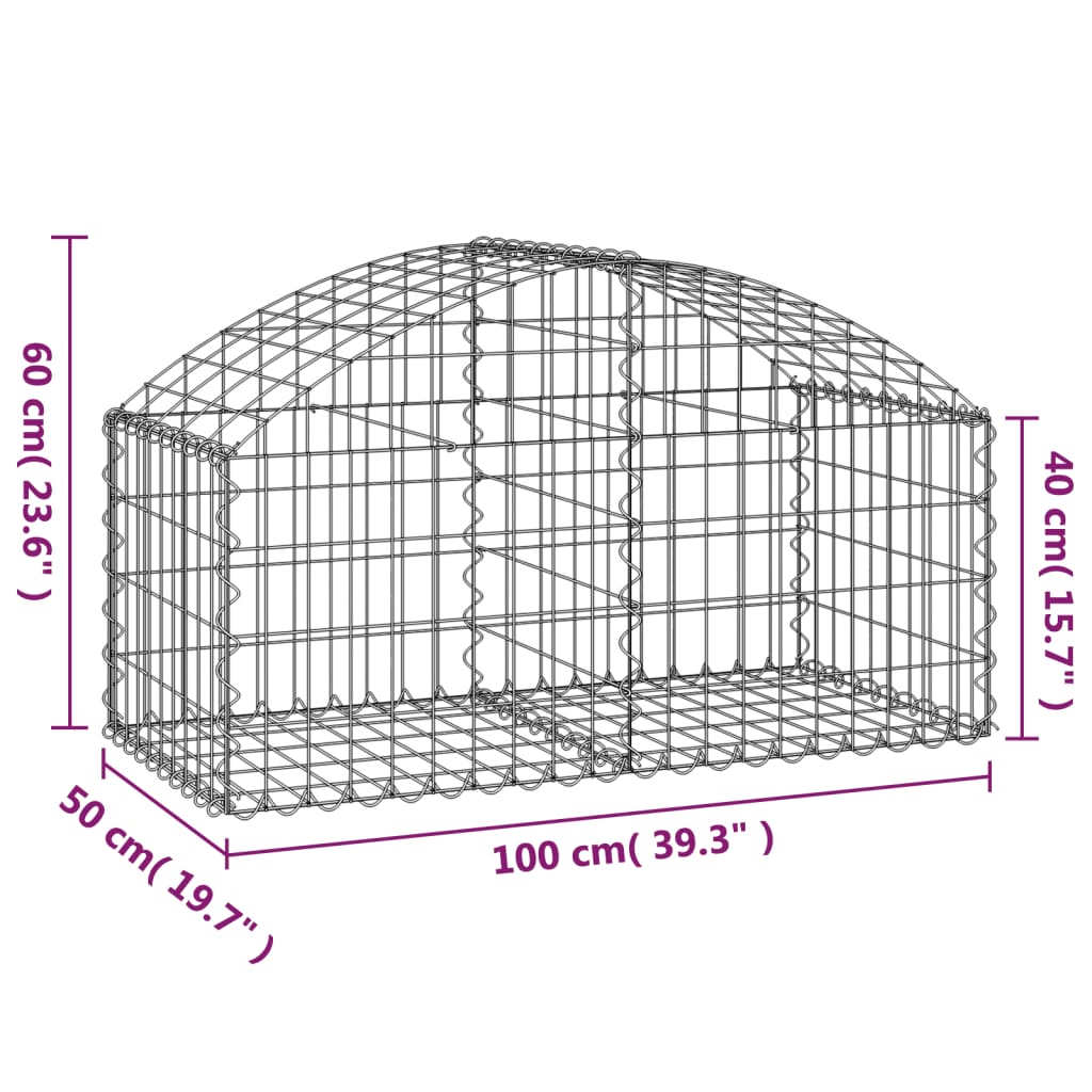 Cesto Gabbione ad Arco 100x50x40/60 cm Ferro Zincato | homemem39