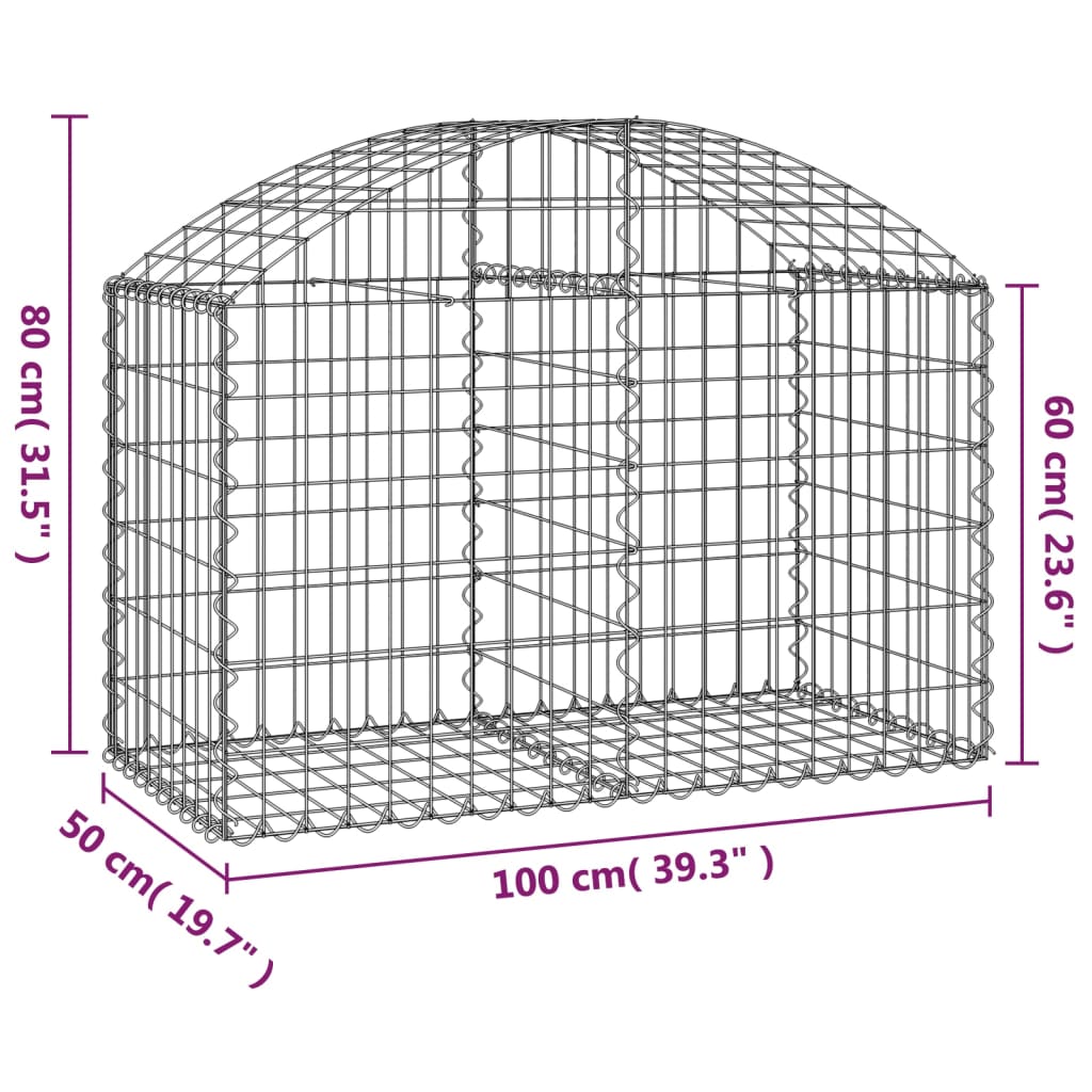 Cesto Gabbione ad Arco 100x50x60/80 cm Ferro Zincato | homemem39