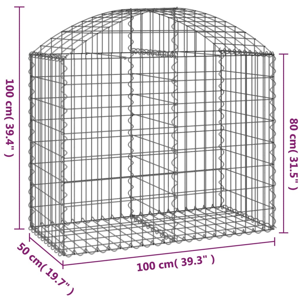 Cesto Gabbione ad Arco 100x50x80/100 cm Ferro Zincato | homemem39