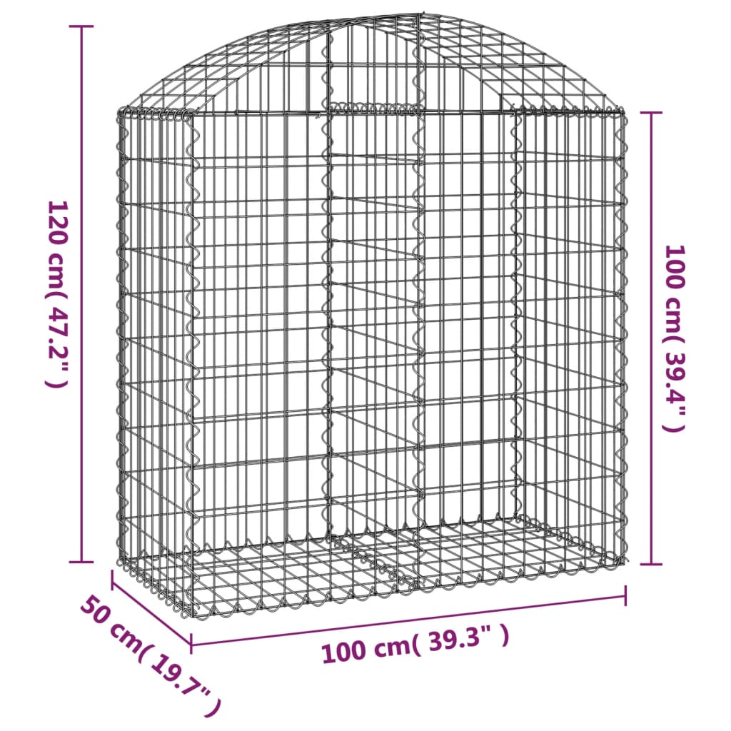 Cesto Gabbione ad Arco 100x50x100/120 cm Ferro Zincato | homemem39