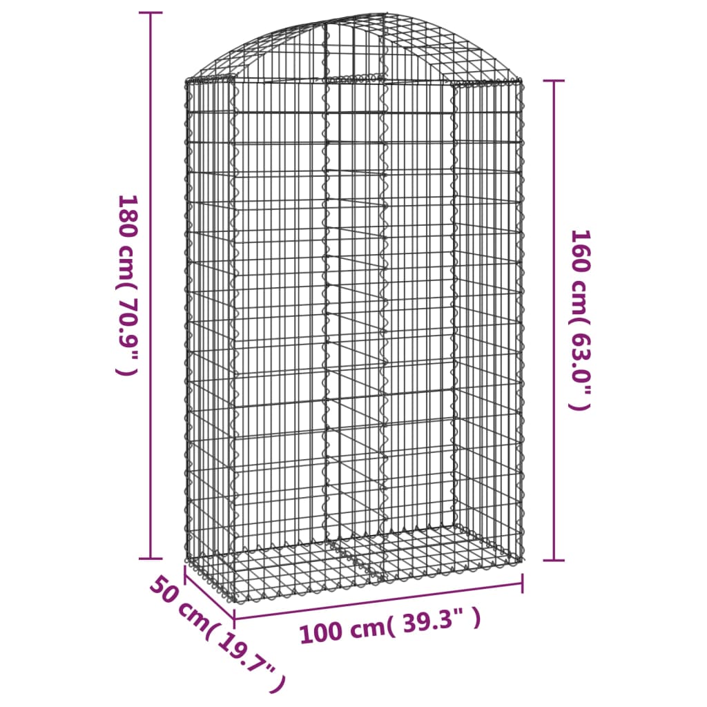 Cesto Gabbione ad Arco 100x50x160/180 cm Ferro Zincato | homemem39