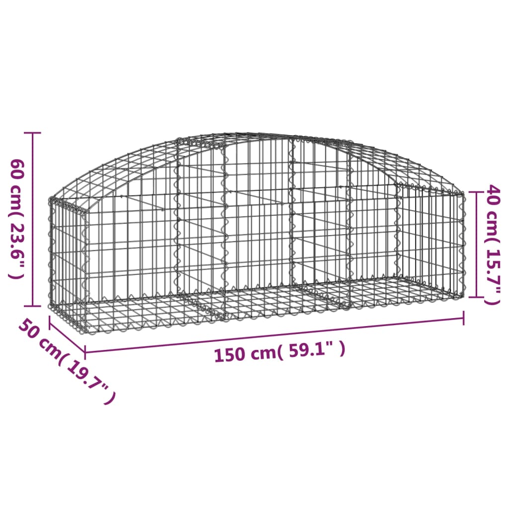 Cesto Gabbione ad Arco 150x50x40/60 cm Ferro Zincato | homemem39