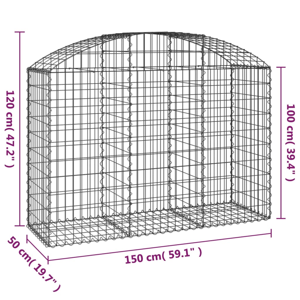 Cesto Gabbione ad Arco 150x50x100/120 cm Ferro Zincato | homemem39