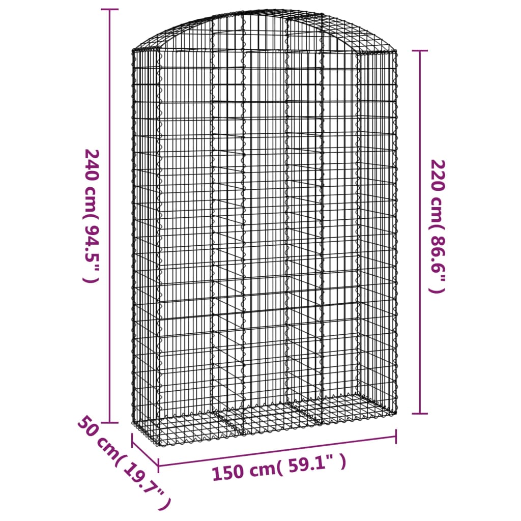 Cesto Gabbione ad Arco 150x50x220/240 cm Ferro Zincato | homemem39