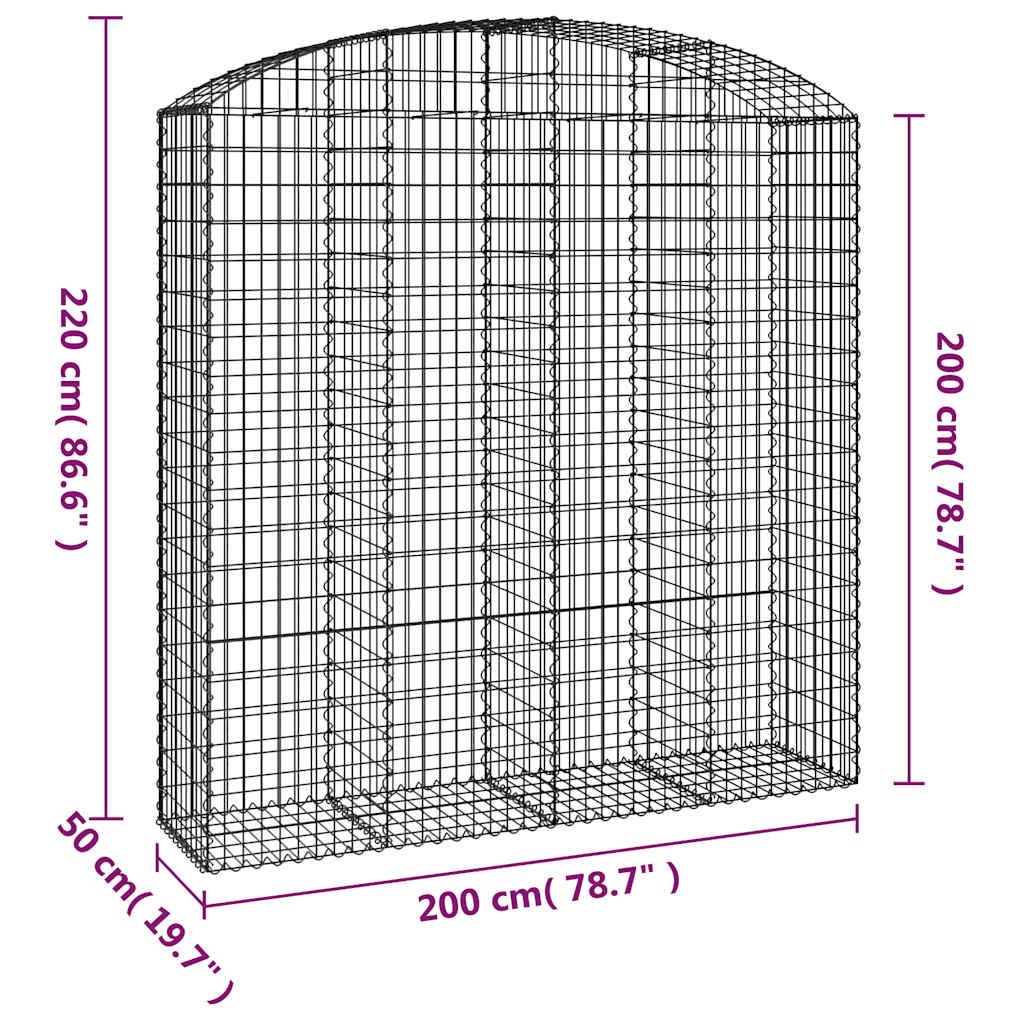 Cesto Gabbione ad Arco 200x50x200/220 cm Ferro Zincato | homemem39