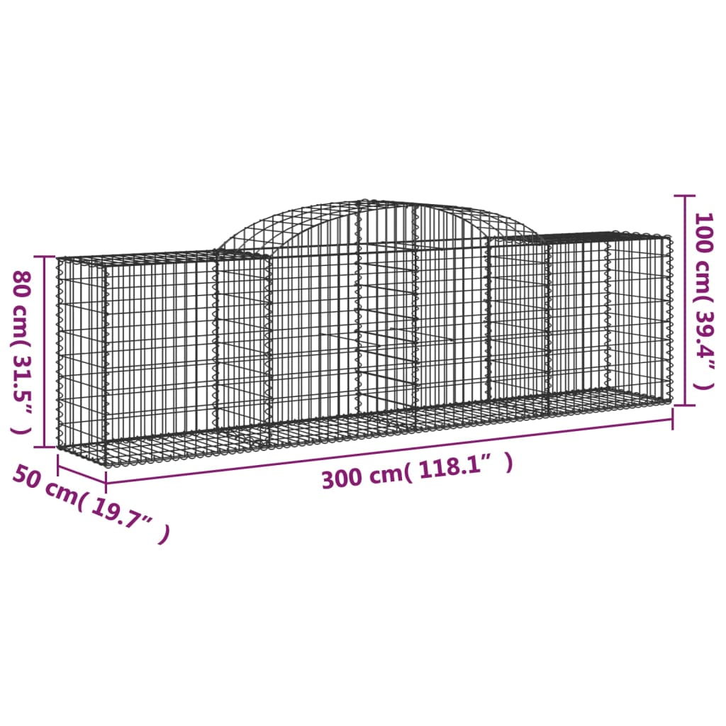 Cesto Gabbione ad Arco 300x50x80/100 cm Ferro Zincato | homemem39
