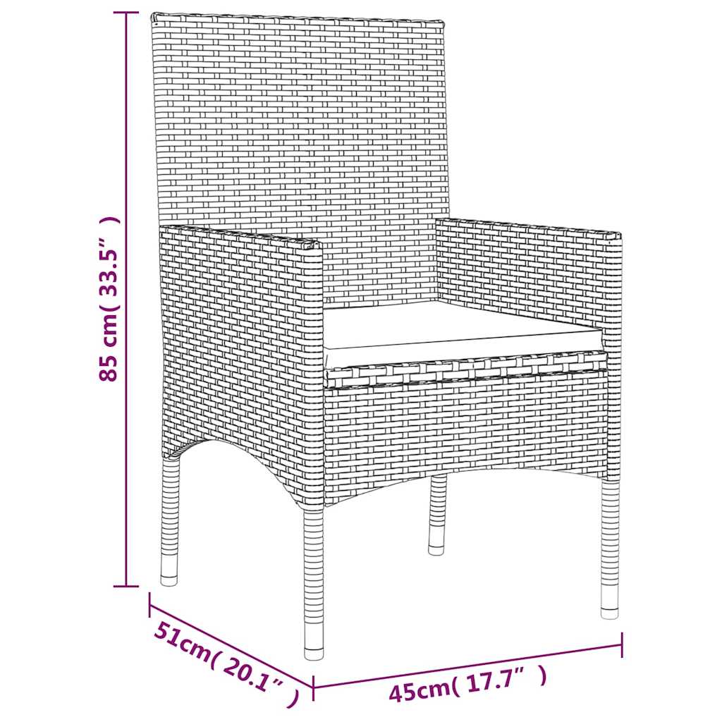 Set Divani da Giardino 4 pz con Cuscini in Polyrattan Grigio | homemem39