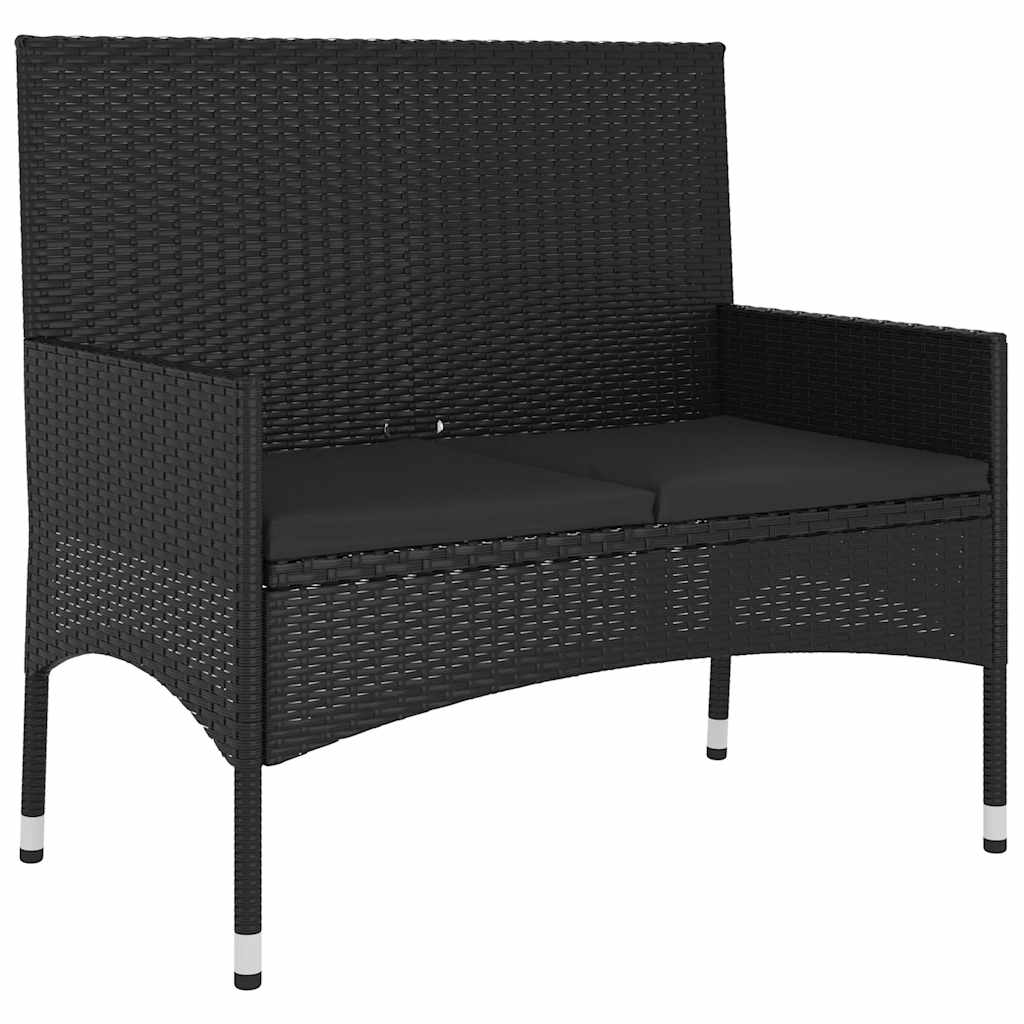 Set Mobili da Giardino 6 pz con Cuscini in Polyrattan Nero | homemem39