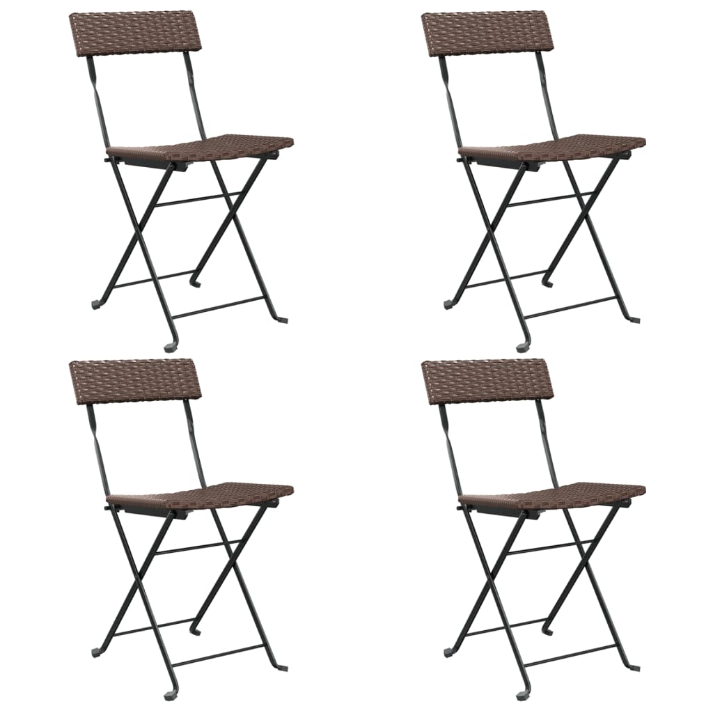 Sedie Pieghevoli da Bistrò 4 pz Marroni Polyrattan e Acciaio - homemem39