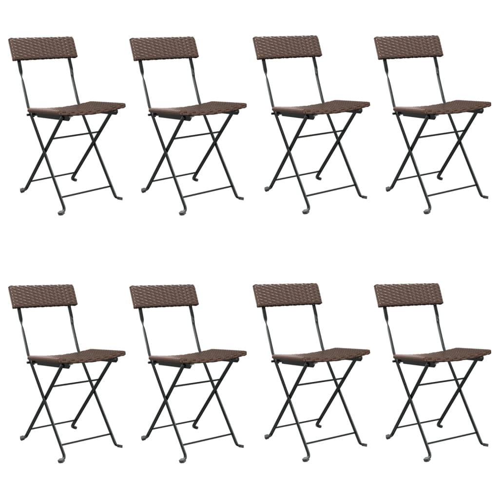 Sedie Pieghevoli da Bistrò 8 pz Marroni Polyrattan e Acciaio - homemem39