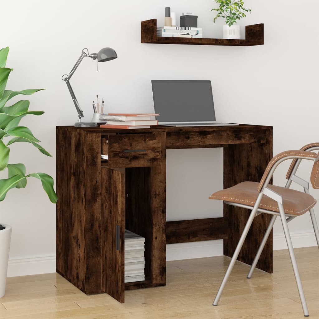 Scrivania Rovere Fumo 100x49x75 cm in Legno Multistrato - homemem39