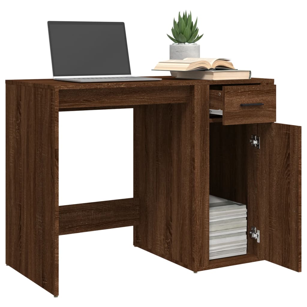 Scrivania Rovere Marrone 100x49x75 cm in Legno Multistrato - homemem39