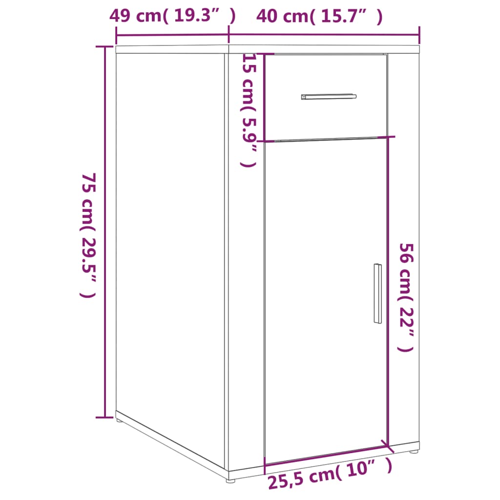 Mobile Scrivania Grigio cemento 40x49x75 cm Legno Multistrato | homemem39