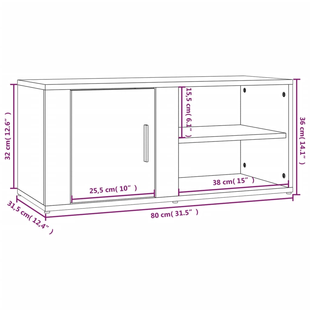 Mobili Porta TV 2 pz Nero 80x31,5x36 cm in Legno Multistrato | homemem39
