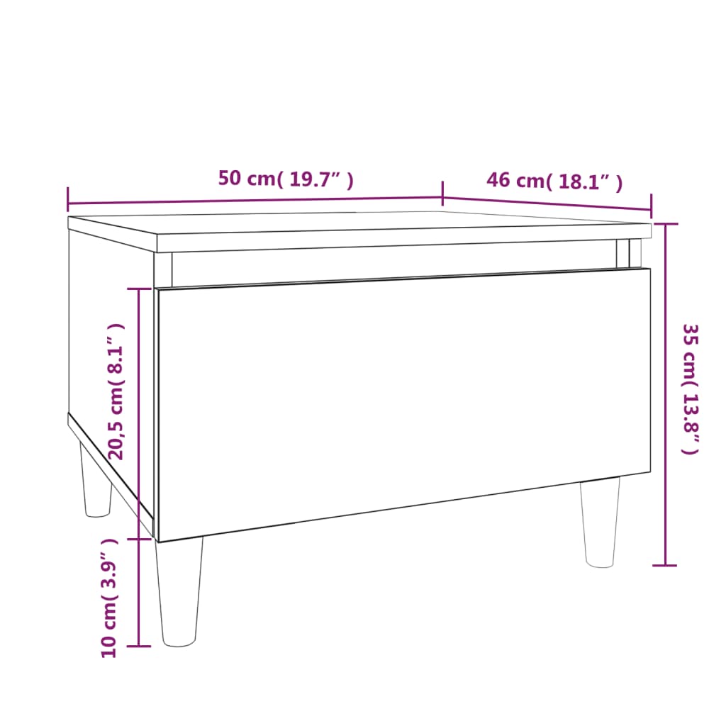 Tavolino da Salotto Rovere Marrone 50x46x35cm Legno Multistrato - homemem39