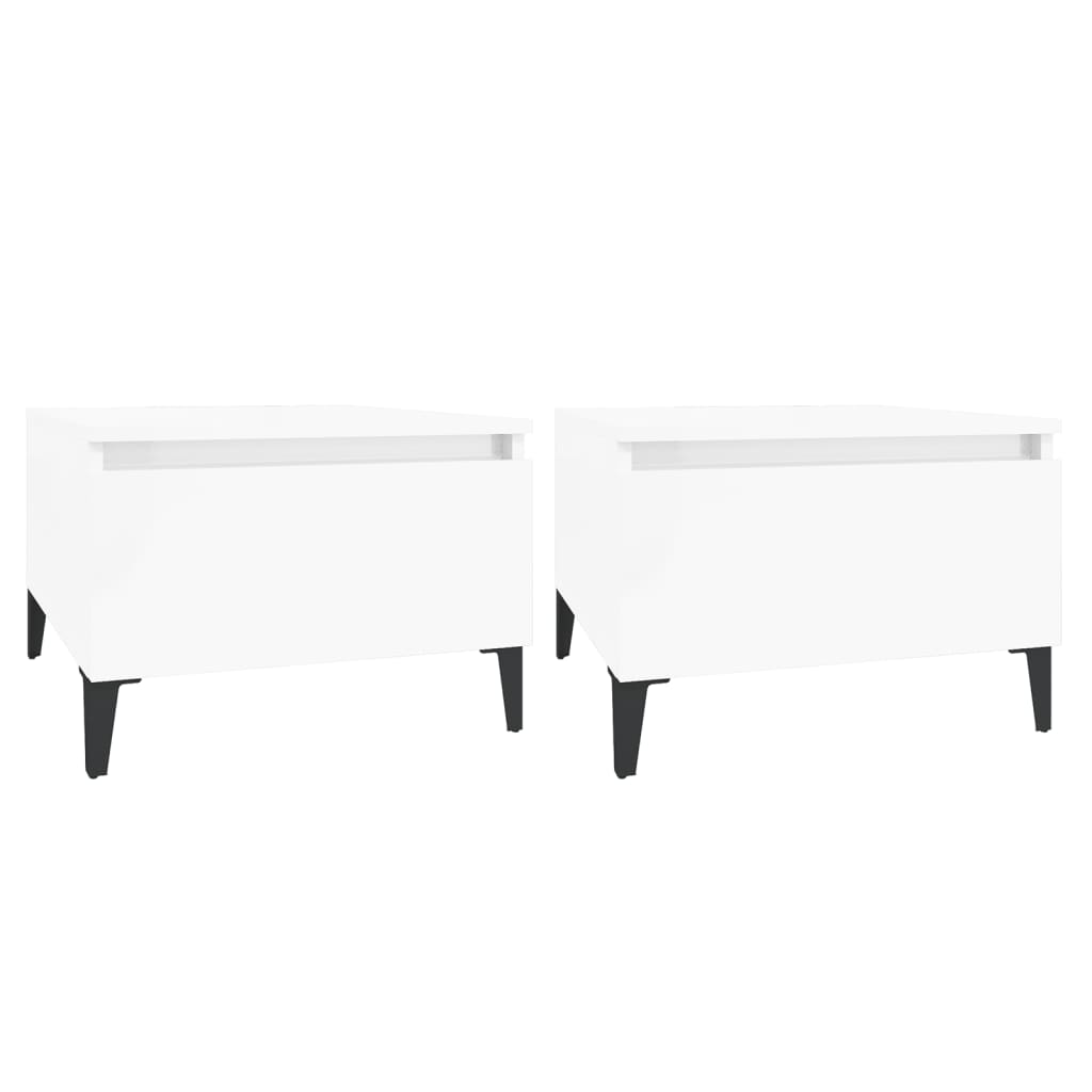 Tavolini 2pz Bianco Lucido 50x46x35 cm in Legno Multistrato - homemem39