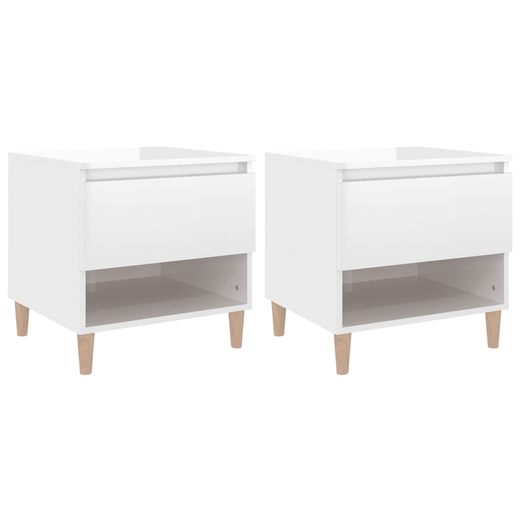 Comodini 2 pz Bianco Lucido 50x46x50 cm in Legno Multistrato - homemem39