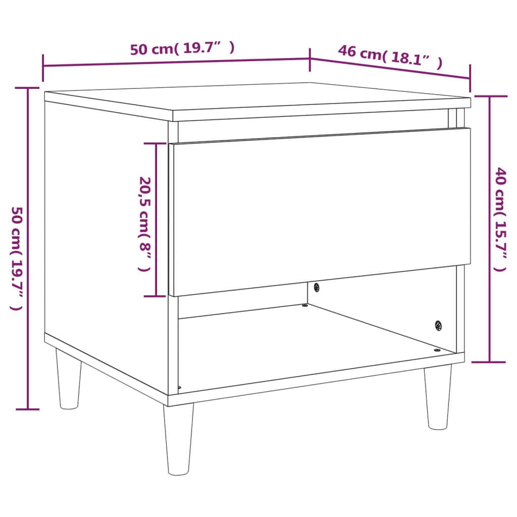 Comodini 2 pz Grigio Sonoma 50x46x50 cm in Legno Multistrato - homemem39