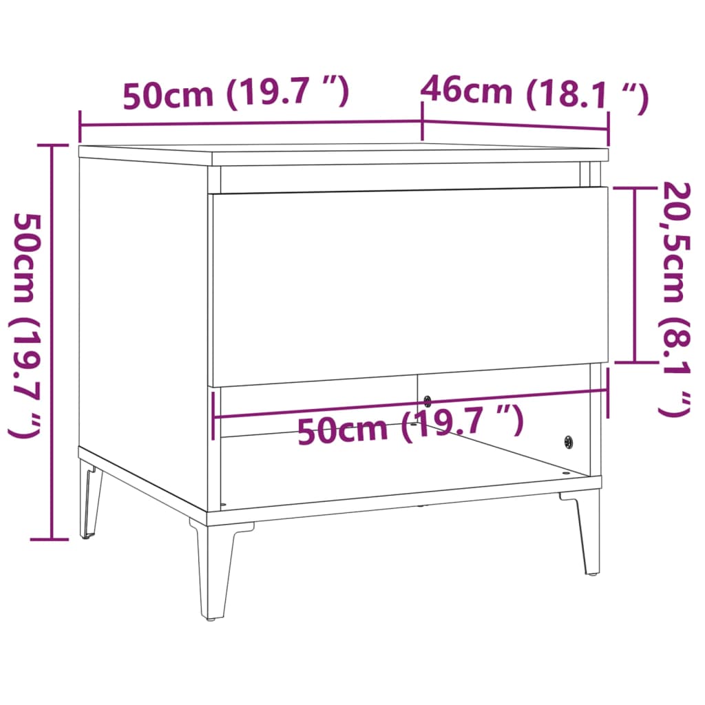 Tavolini 2 pz Bianchi 50x46x50 cm in Legno Multistrato | homemem39
