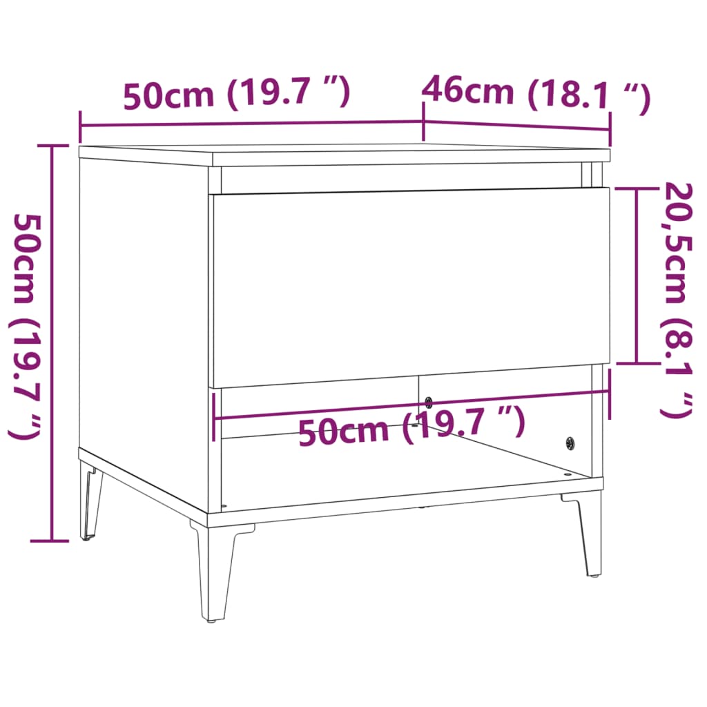 Tavolini 2 pz Neri 50x46x50 cm in Legno Multistrato | homemem39