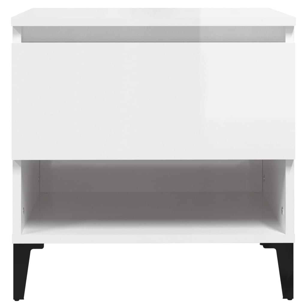 Tavolino Bianco Lucido 50x46x50 cm in Legno Multistrato - homemem39