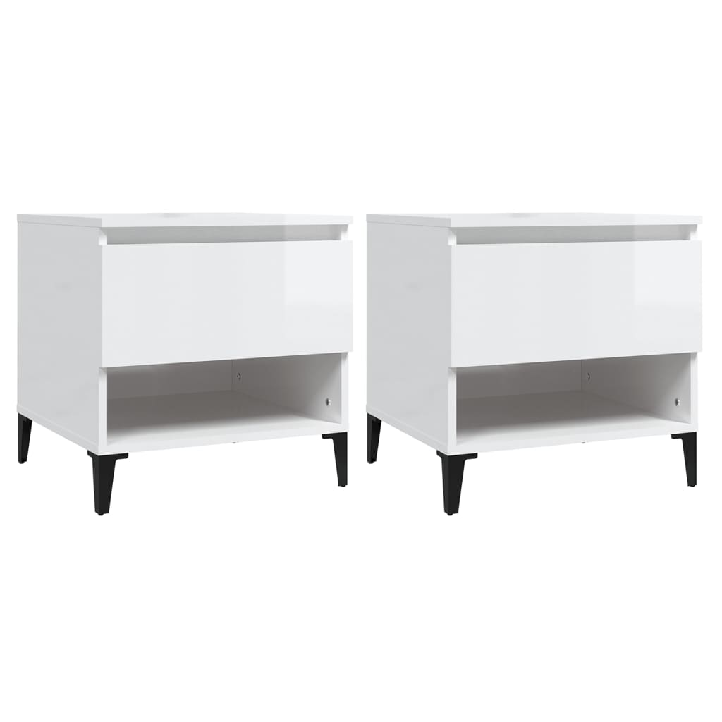 Tavolini 2pz Bianco Lucido 50x46x50 cm in Legno Multistrato - homemem39
