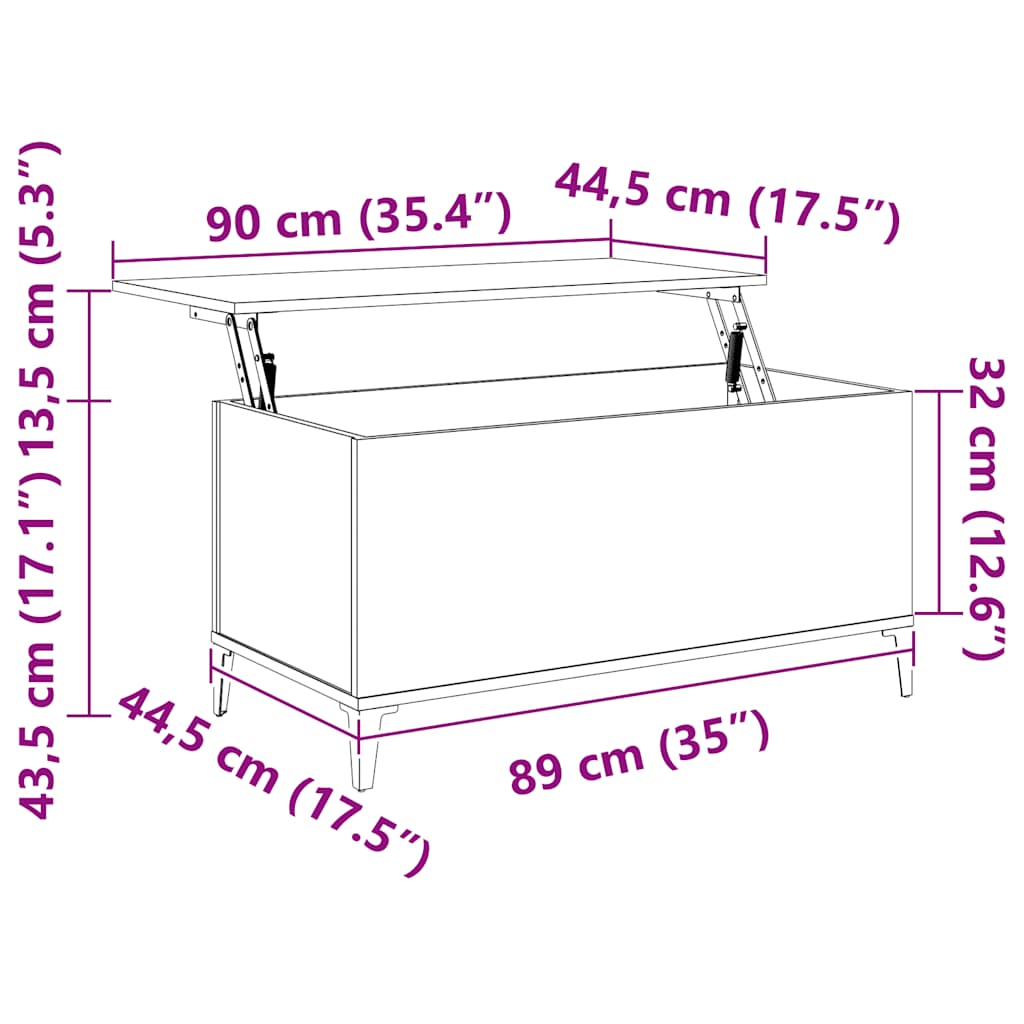 Tavolino Salotto Grigio Sonoma 90x44,5x45 cm Legno Multistrato