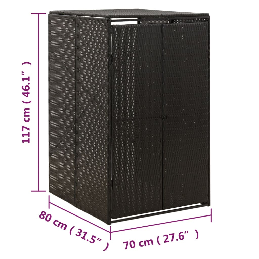 Copribidone Singolo Nero 70x80x117 cm in Polyrattan - homemem39