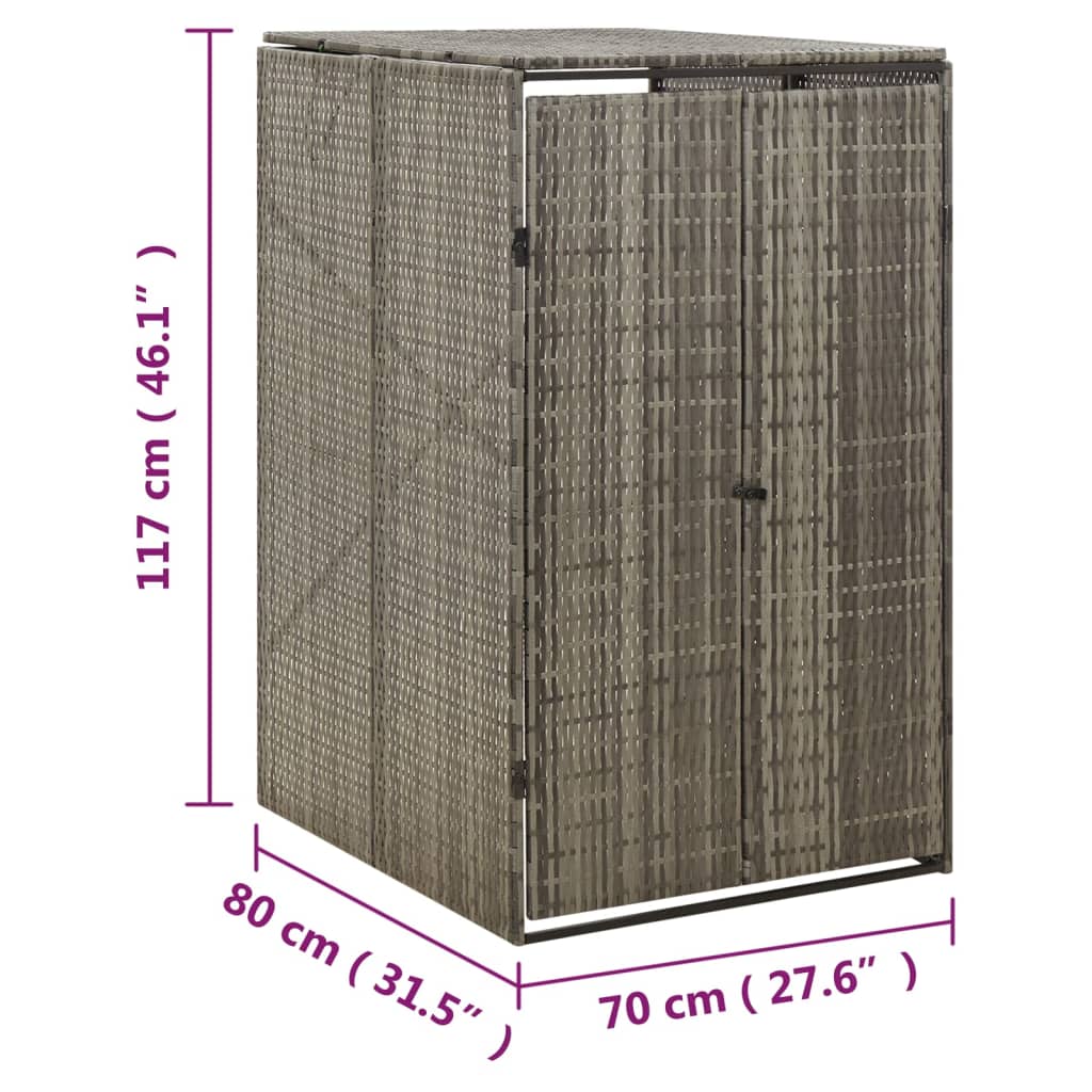 Copribidone Singolo Grigio 70x80x117 cm in Polyrattan | homemem39