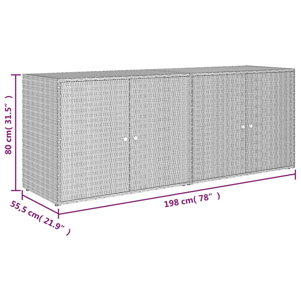 Mobile Portaoggetti da Giardino Grigio 198x55,5x80cm Polyrattan | homemem39