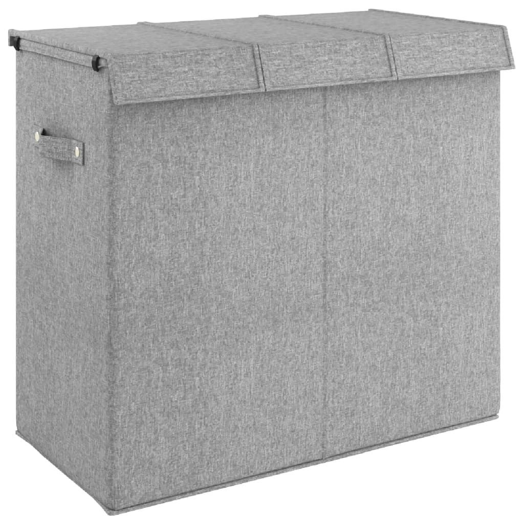 Cesto Biancheria Pieghevole Grigio 64,5x34,5x59 cm Lino Finto - homemem39