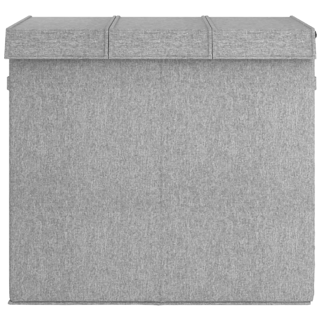 Cesto Biancheria Pieghevole Grigio 64,5x34,5x59 cm Lino Finto - homemem39