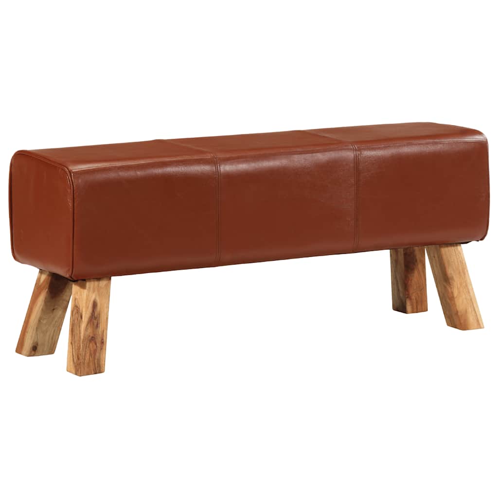 Panca Marrone 110 cm Vera Pelle Capra e Massello Mango | homemem39